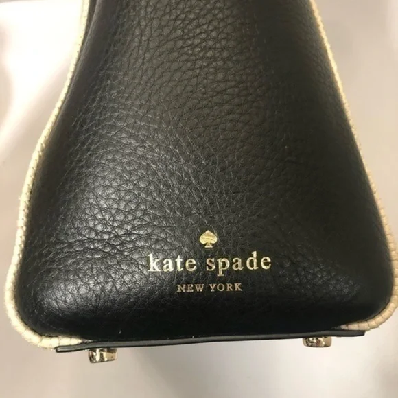 Kate Spade black leather straw mini tote bag - Picture 6 of 9